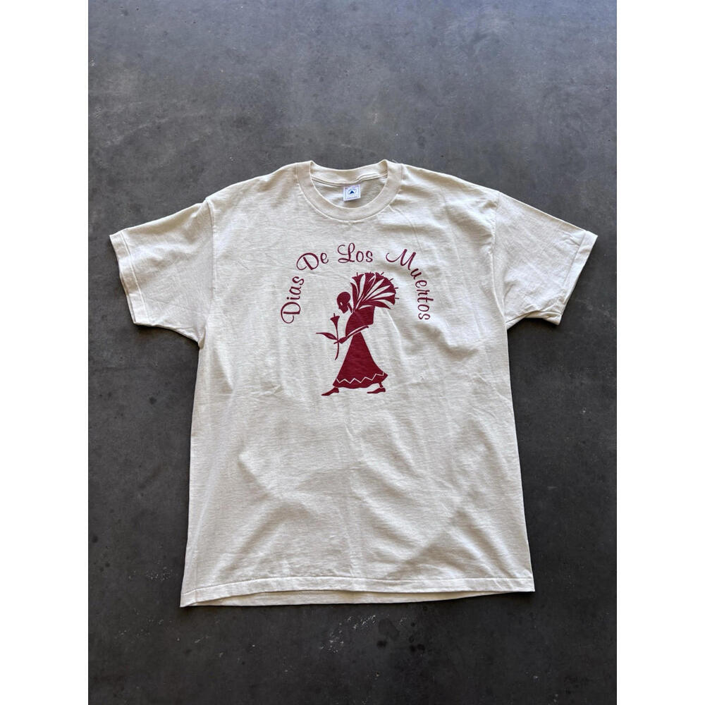 Vintage 90s Dias De Los Muertos T-shirt XL Single Stitch Delta Ivory Made In USA